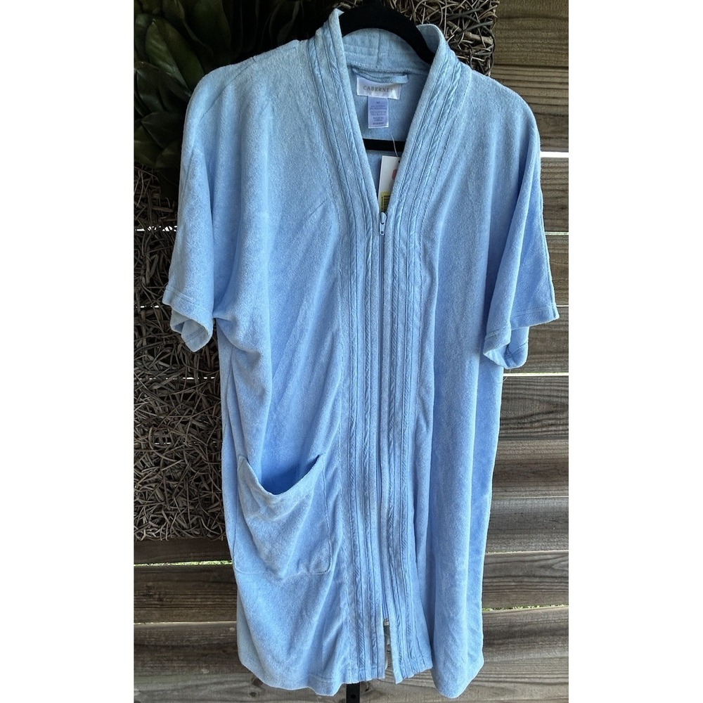 New Dillard's zip-front terry cloth robe from Cabernet Medium